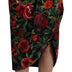 Dolce & Gabbana Black Red Fruit Stretch Wrap Skirt