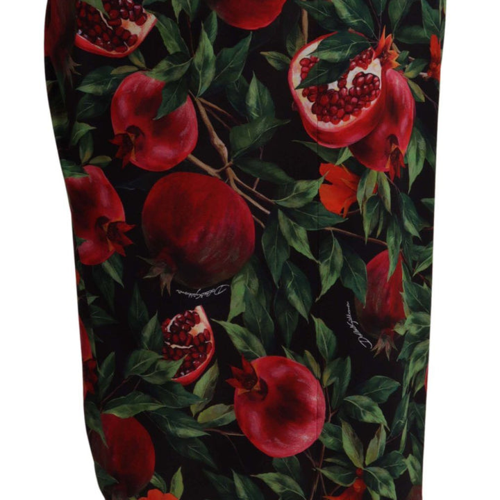 Dolce & Gabbana Black Red Fruit Stretch Wrap Skirt