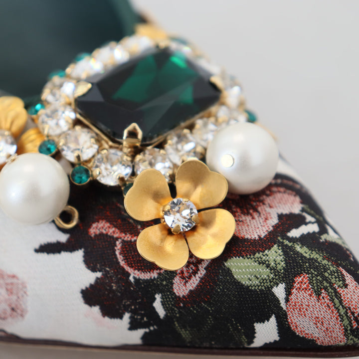 Dolce & Gabbana Multicolor Crystal Embellishment Slip On Sandals