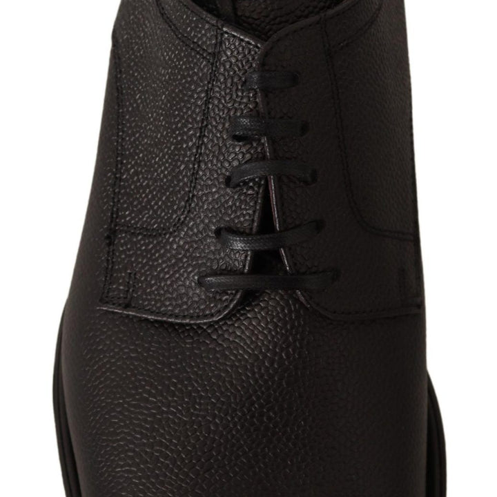 Dolce & Gabbana Black Leather Lace Up Mens Formal Derby Shoes