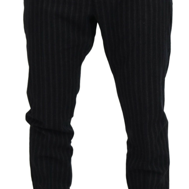 Dolce & Gabbana Dark Gray Stripes Chino Dress Pants