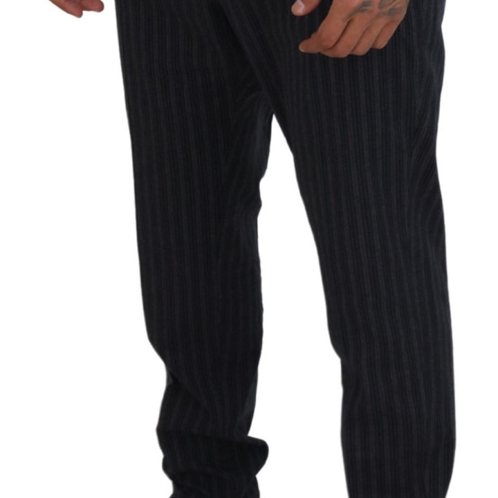 Dolce & Gabbana Dark Gray Stripes Chino Dress Pants