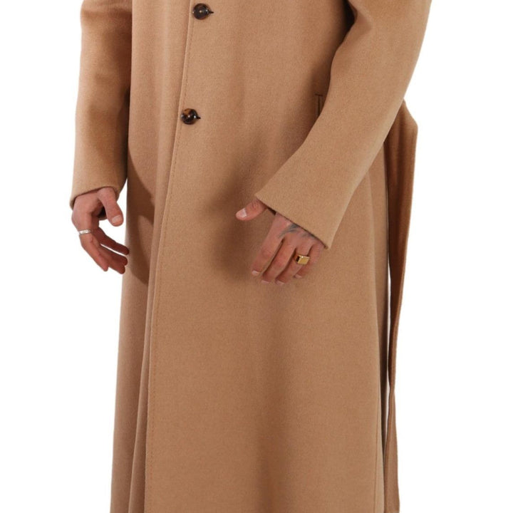 Dolce & Gabbana Beige Camel Skin Cashmere Shearling Overcoat Jacket