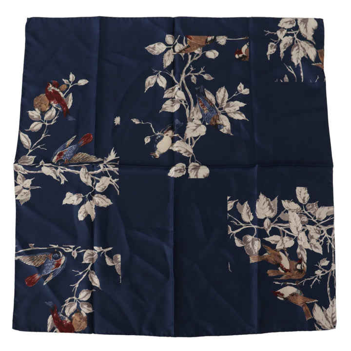 Dolce & Gabbana Blue Floral Silk Square Handkerchief Scarf