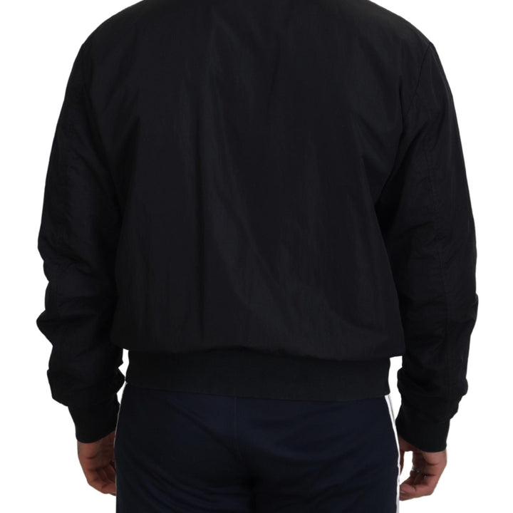 Dolce & Gabbana Black Nylon Logo Bomber Zipper Jacket