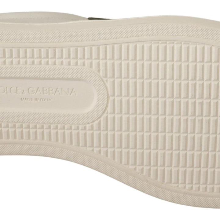 Dolce & Gabbana White Suede Leather Mens Low Tops Sneakers
