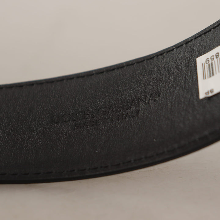 Dolce & Gabbana Black Patent Leather Logo Engraved Buckle Belt