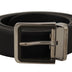 Dolce & Gabbana Black Calf Leather Logo Engraved Metal Buckle Belt