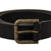 Dolce & Gabbana Black Calf Leather Logo Brass Metal Buckle Belt