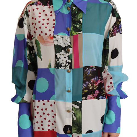 Dolce & Gabbana Multicolor Floral Silk Top Shirt Blouse