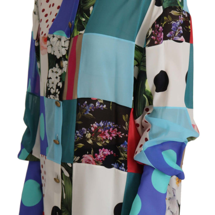 Dolce & Gabbana Multicolor Floral Silk Top Shirt Blouse