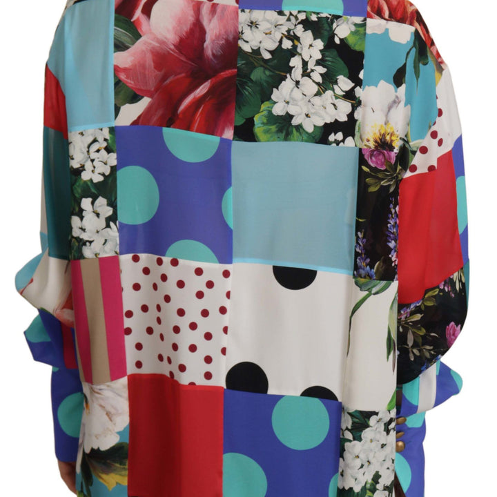 Dolce & Gabbana Multicolor Floral Silk Top Shirt Blouse