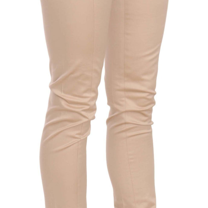 Just Cavalli Cream Low Waist Skinny Formal Trousers Pants