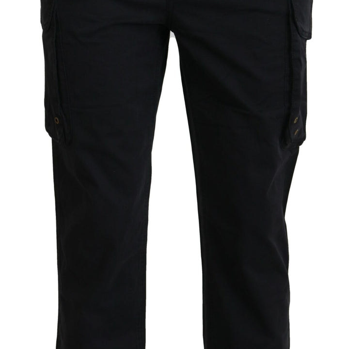 Roberto Cavalli Black Belted Cargo Men Pants