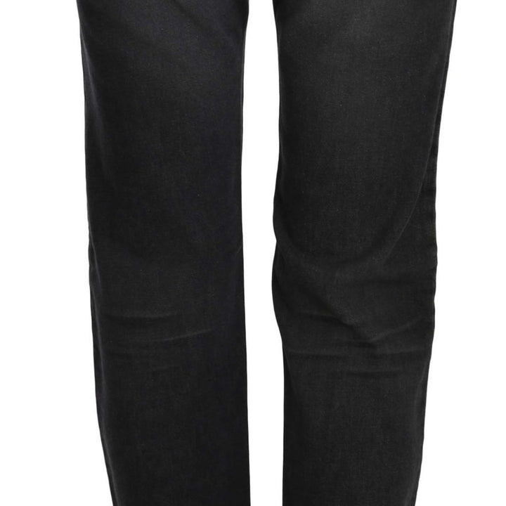 Just Cavalli Black Washed High Waist Straight Denim Pants Jeans