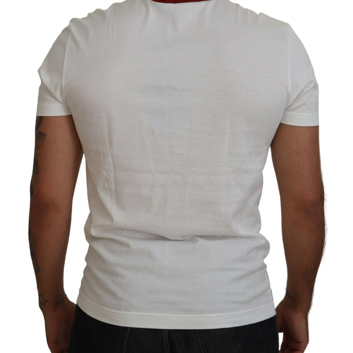 Dolce & Gabbana Cotton White Logo Print Crewneck T-shirt