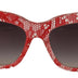 Dolce & Gabbana Red Lace Acetate Rectangle Shades Sunglasses