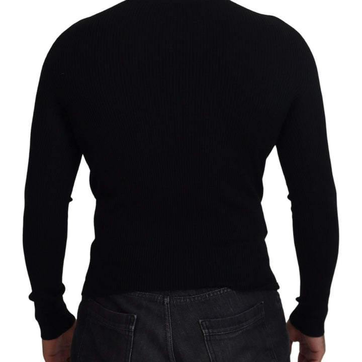 Dolce & Gabbana Black Half Zip Turtleneck Pullover Sweater