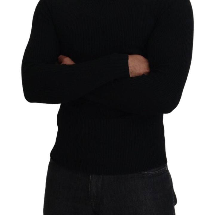 Dolce & Gabbana Black Half Zip Turtleneck Pullover Sweater