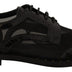 Dolce & Gabbana Black Leather Broques Sheer Wingtip Shoes