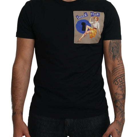 Dolce & Gabbana Black Sneak Peek Cotton Crew Neck T-shirt