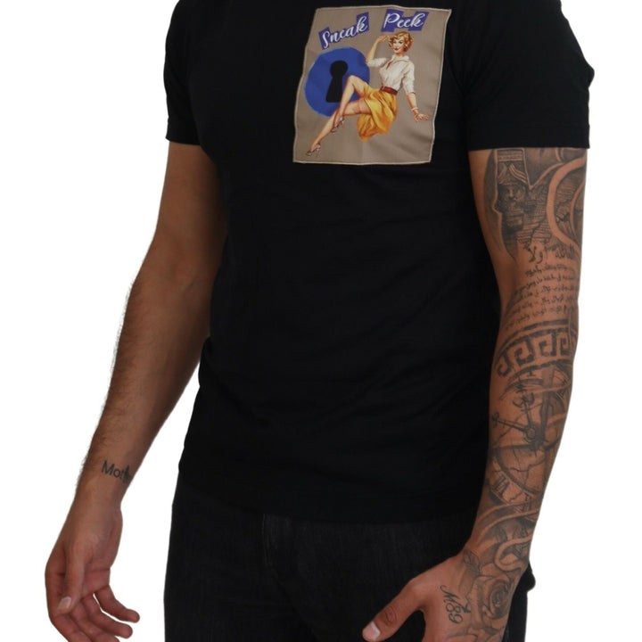 Dolce & Gabbana Black Sneak Peek Cotton Crew Neck T-shirt