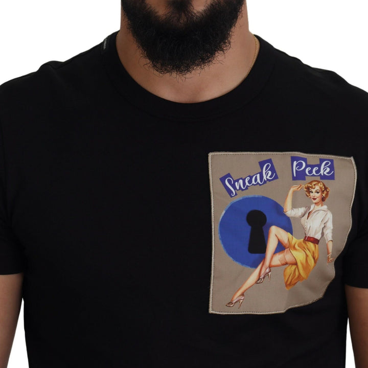 Dolce & Gabbana Black Sneak Peek Cotton Crew Neck T-shirt