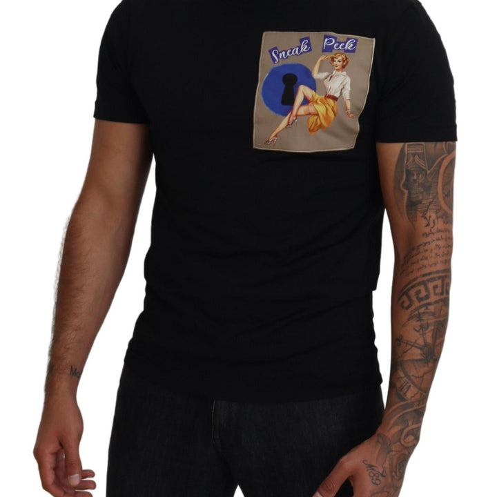 Dolce & Gabbana Black Sneak Peek Cotton Crew Neck T-shirt