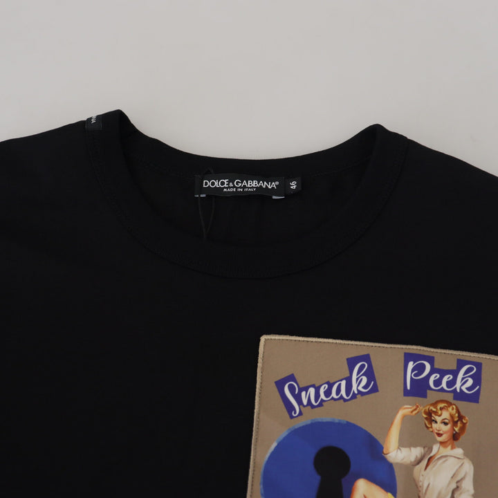 Dolce & Gabbana Black Sneak Peek Cotton Crew Neck T-shirt