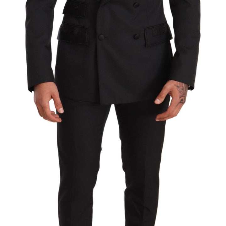 Dolce & Gabbana Black Brocade 2 Piece Set Polyester Suit