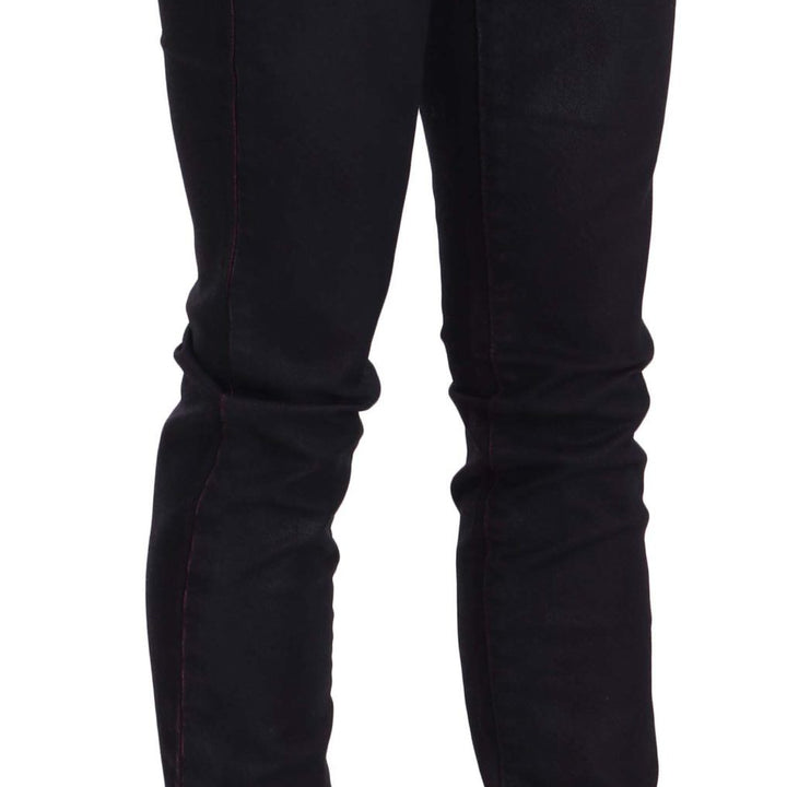 Just Cavalli Black Cotton Low Waist Skinny Denim Pants