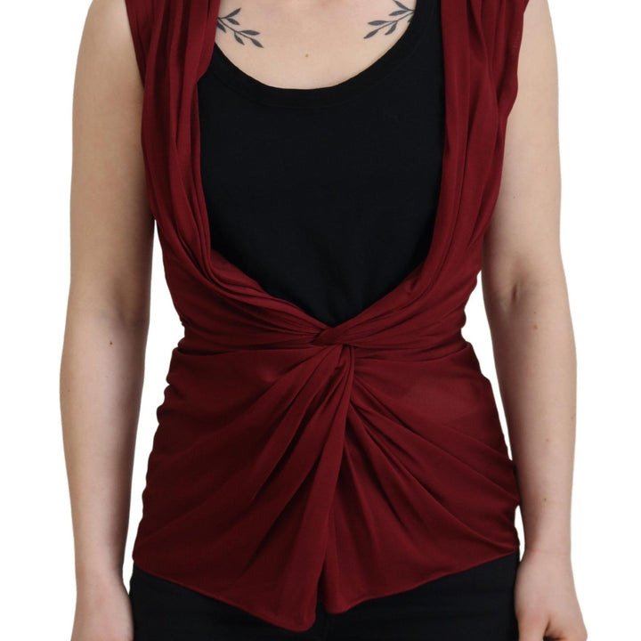 Dolce & Gabbana Bordeaux Silk Stretch Top Vest Blouse