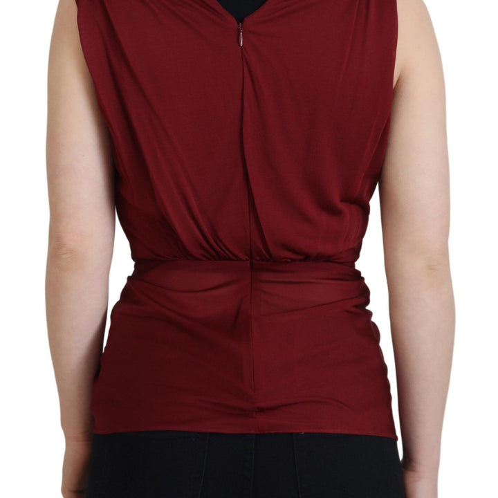 Dolce & Gabbana Bordeaux Silk Stretch Top Vest Blouse