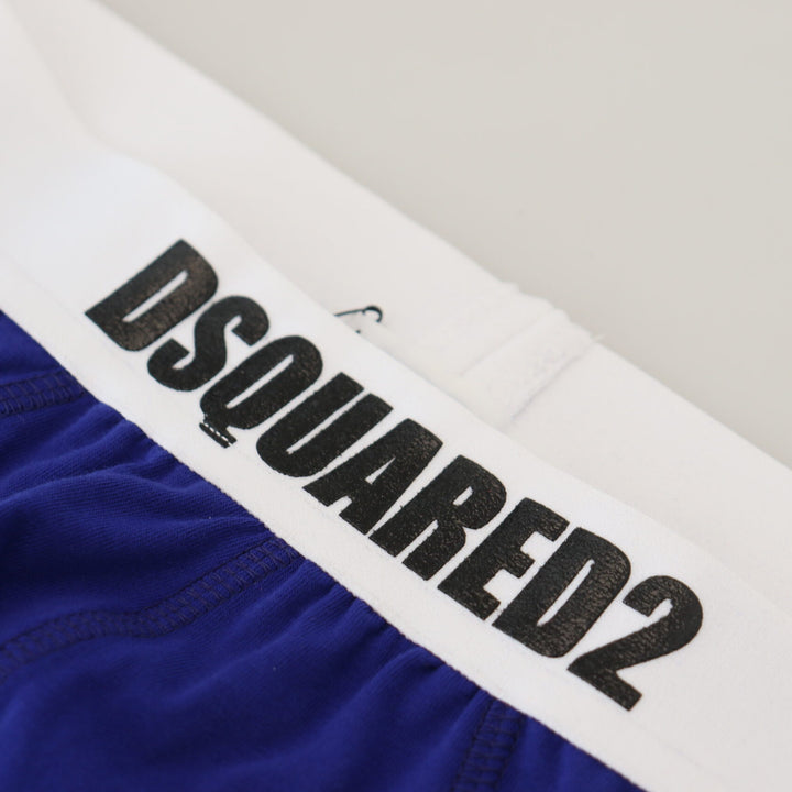 Dsquared² Blue White Logo Cotton Stretch Men Brief Underwear