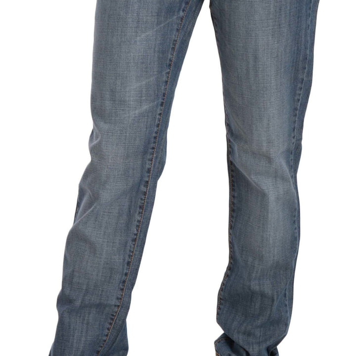 Just Cavalli Blue Washed Cotton Low Waist Slim Fit Denim Pants