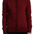 Dolce & Gabbana Maroon Silk Knitted Crewneck Cardigan Sweater