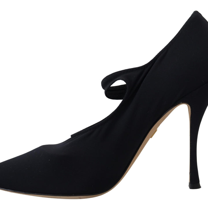 Dolce & Gabbana Black Socks Stretch Crystal Pumps Shoes