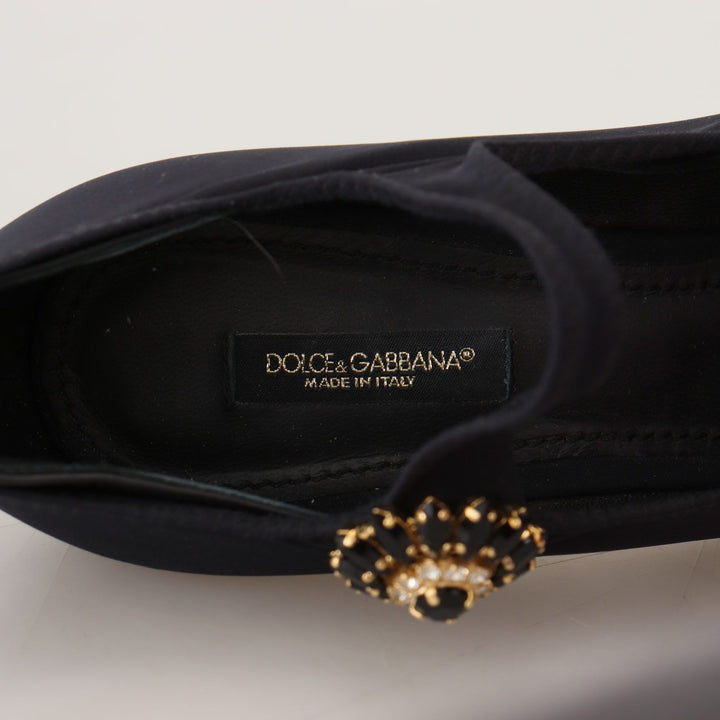 Dolce & Gabbana Black Socks Stretch Crystal Pumps Shoes