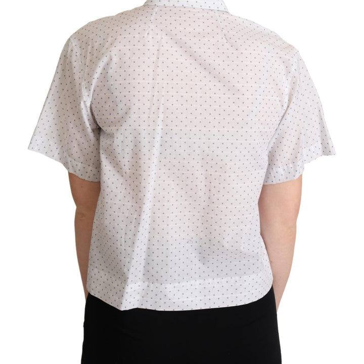 Dolce & Gabbana White Black Polka Dots Collar Blouse Shirt
