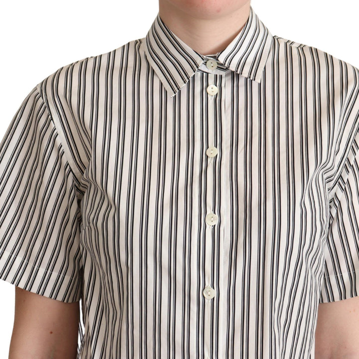 Dolce & Gabbana White Black Striped Shirt Blouse Top