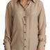 Dolce & Gabbana Beige Silk Shirt Decorative Buttons Top