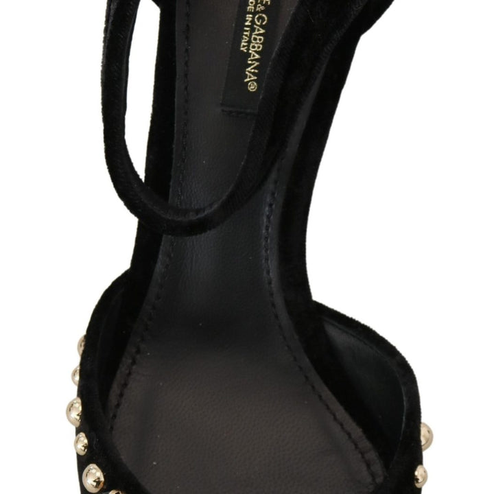 Dolce & Gabbana Black Pearl Crystal Vally Heels Sandals Shoes