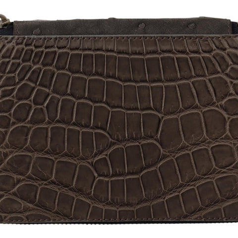 Dolce & Gabbana Gray Skin Leather Vanity Case Toiletry Shaving Bag