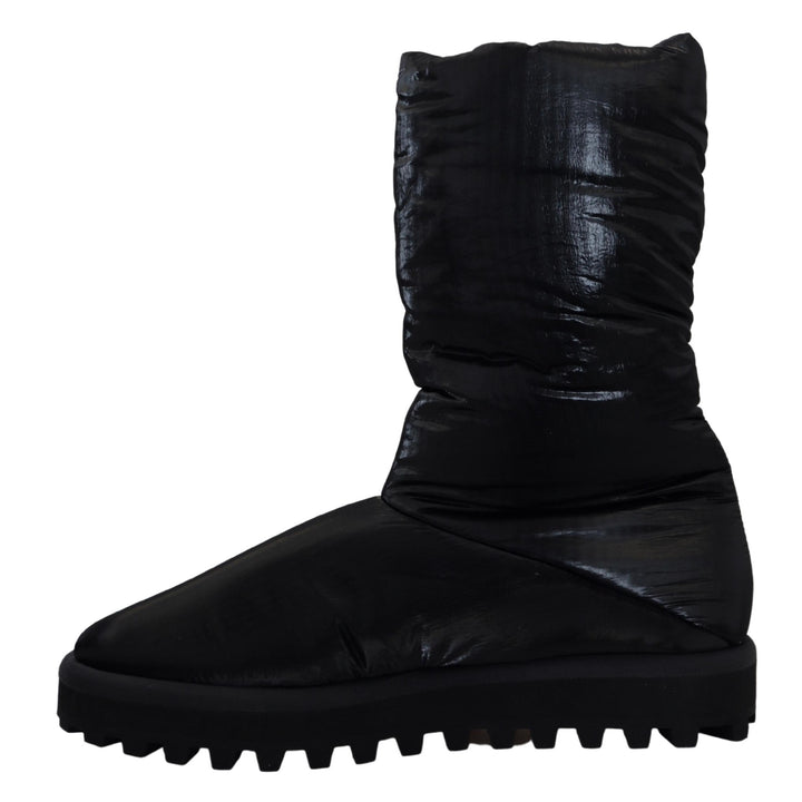 Dolce & Gabbana Black Boots Padded Mid Calf Winter Shoes