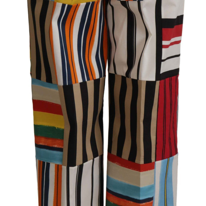 Dolce & Gabbana Multicolor Striped High Waist Cotton Pants