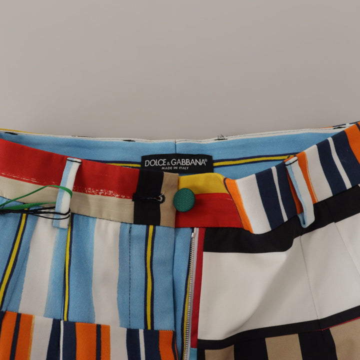 Dolce & Gabbana Multicolor Striped High Waist Cotton Pants