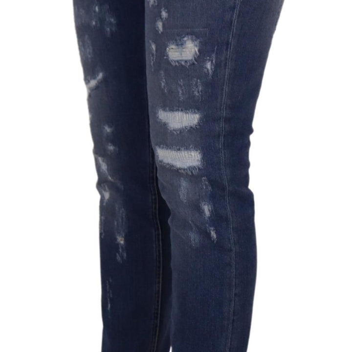 Dolce & Gabbana Blue Washed Cotton Skinny Low Waist Denim Jeans