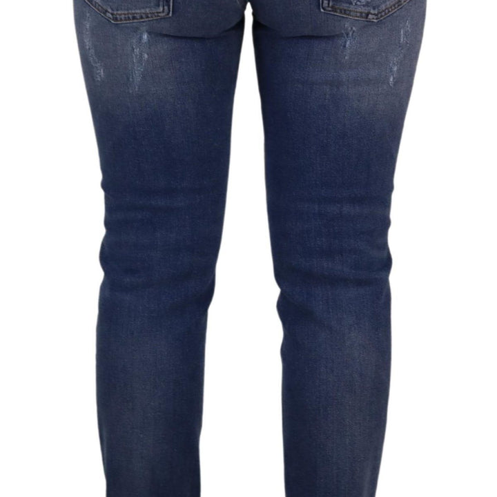 Dolce & Gabbana Blue Washed Cotton Skinny Low Waist Denim Jeans