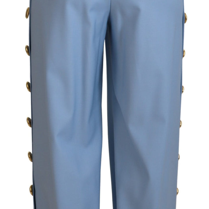 Dolce & Gabbana Light Blue Button Wide Leg Pants