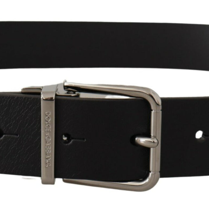 Dolce & Gabbana Black Casual Calf Leather Logo Metal Buckle Belt